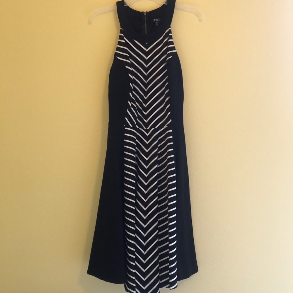 Formal black with white stripes dress